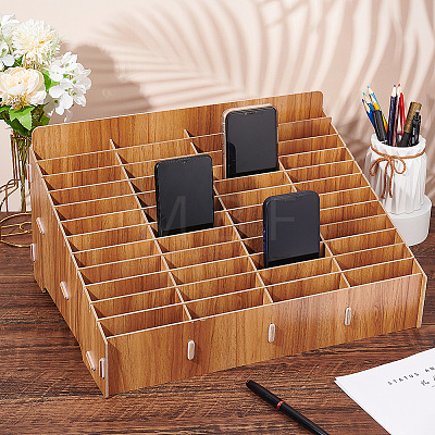 48-Grid Wooden Cell Phone Storage Box AJEW-WH0258-839A-1