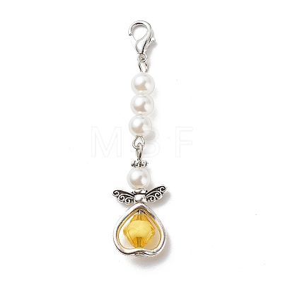 Acrylic Imitation Pearl Beaded Angel Pendant Decorations X1-HJEW-JM00741-1