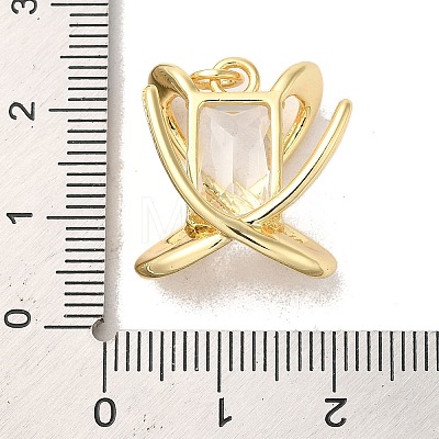 Brass Micro Pave Clear Cubic Zirconia Pendants KK-R155-06G-1