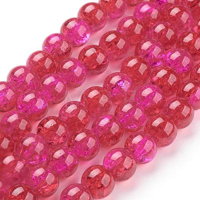 Spray Painted Crackle Glass Beads Strands CCG-Q002-10mm-08-1