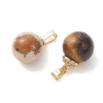 4Pcs 4 Styles Natural Lapis Lazuli & Carnelian & Tiger Eye & Picture Jasper Pendants PALLOY-JF05228-1