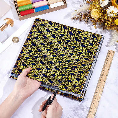 Japanese-style Cotton Fish Scale Pattern Fabric for Clothing & Decor DIY-CY0004-07-1