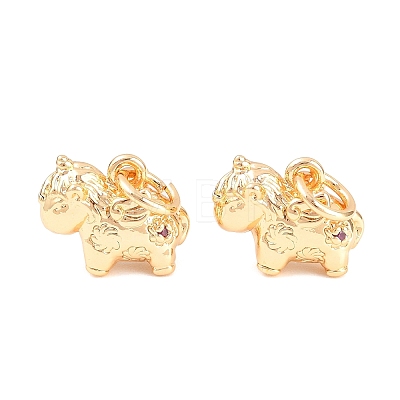 Brass Purple Velvet Rhinestone Charms KK-L274-08G-1
