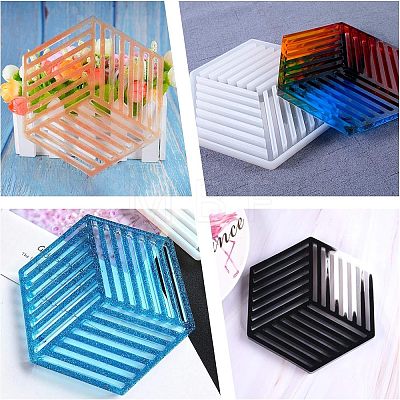 Hollow Hexagon DIY Cup Mats Silicone Molds DIY-OC0003-13-1