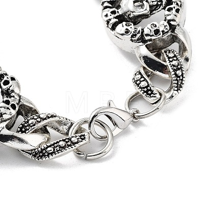 Retro Alloy Skull Link Chain Bracelets for Women Men BJEW-L684-007AS-1