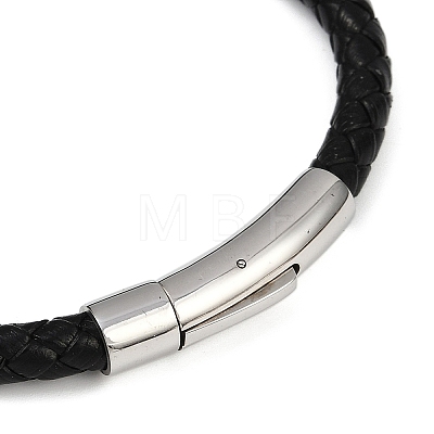 Leather Braided Cord Bracelet with 304 Stainless Steel Clasp for Men Women BJEW-C021-15-1