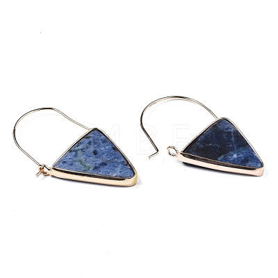 Natural Sodalite Triangle Dangle Hoop Earrings G-S359-363B-1