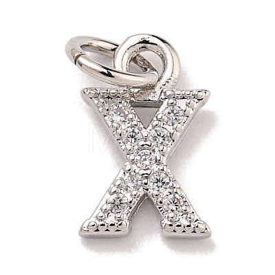 Initial Letter Brass with Cubic Zirconia Charms KK-Q814-26X-P-1