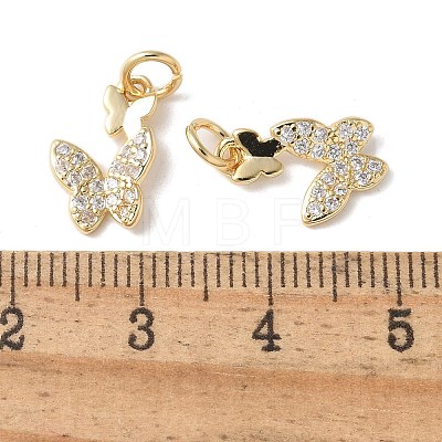 Brass Micro Pave Clear Cubic Zirconia Pendants KK-Q031-46G-03-1