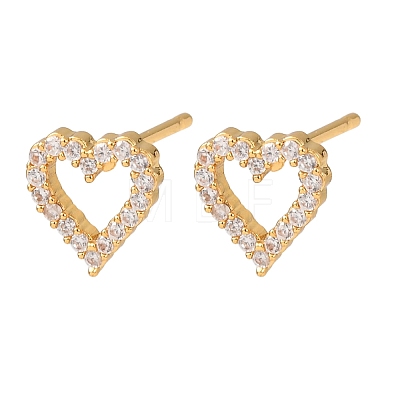 Brass Micro Pave Cubic Zirconia Stud Earrings for Women EJEW-F418-21G-1