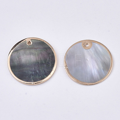 Natural Black Lip Shell Pendants SSHEL-T012-02-1