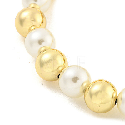 Rack Plating Brass & ABS Imitation Pearl Beaded Stretch Bracelets BJEW-P322-16G-1