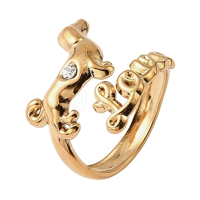304 Stainless Steel & Crystal Rhinestone Cuff Open Rings RB-G001-03G-02-1