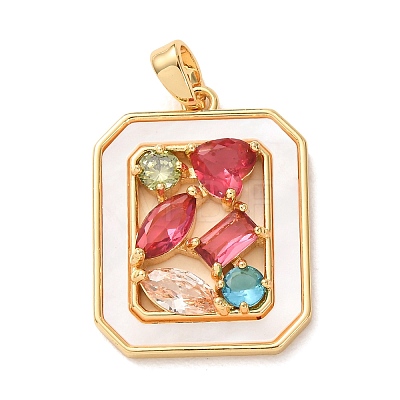 Brass Micro Pave Colorful Cubic Zirconia Pendants KK-C264-15G-1