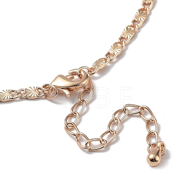 Glass Flat Round Lariat Necklace with Brass Chains NJEW-A015-16KCG-1
