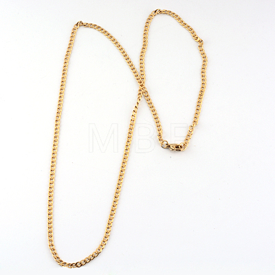 PVD Vacuum Plating 201 Stainless Steel Curb Chains  Necklaces NJEW-R063-39G-1