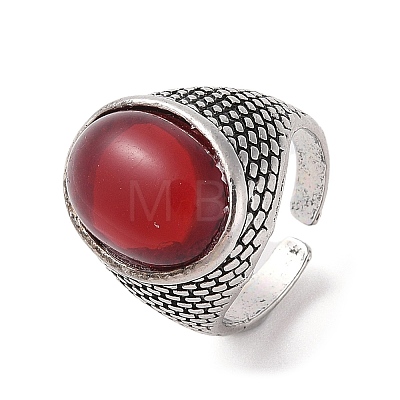 Oval Resin Finger Ring RJEW-B107-15AS-02-1