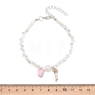 Alloy Acrylic Hot Pink Heart Bowknot Charm Bracelets for Women AL-CBA3C8B-09S-1