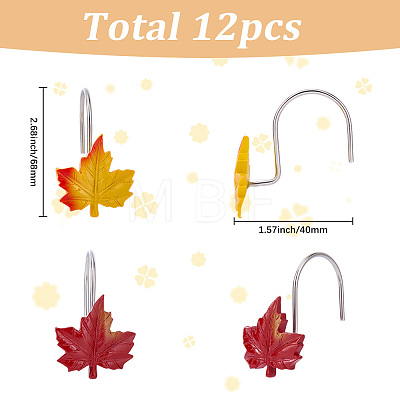12Pcs Leaf Resin Shower Curtain Hook AJEW-SP0006-01B-1