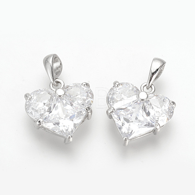 Brass Cubic Zirconia Charms KK-R015-109P-1