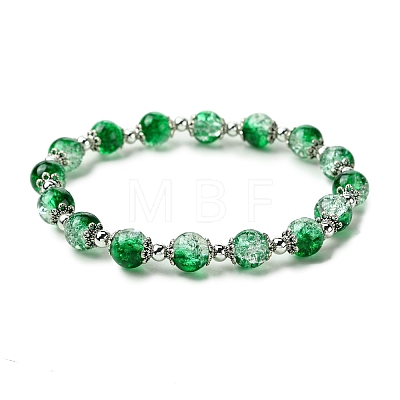 Round Crackle Glass Beads Stretch Bracelets BJEW-JB11456-03-1