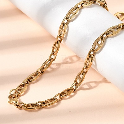 304 Stainless Steel Mariner Link Chains Bracelet & Necklace Jewelry Sets SJEW-L199-16G-1