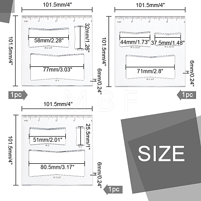 3Pcs Multifunctional Acrylic Drawing Scale Ruler DIY-WH0387-73C-1