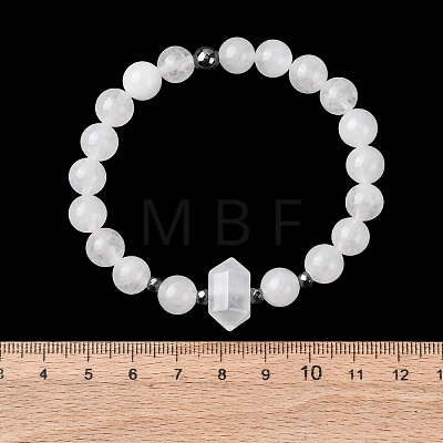 Natural Quartz Crystal Beaded Stretch Bracelet for Women BJEW-A145-01H-1