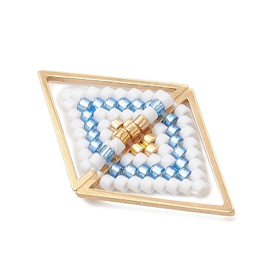 Glass Seed Beaded Connector Charms PALLOY-MZ01110-02-1