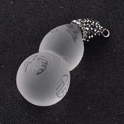 Frosted Calabash with Chinese Blessing Glass Pendants GLAA-K003-01-1