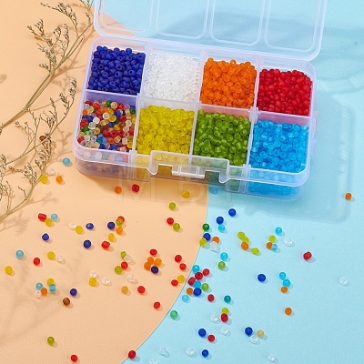 8 Colors Glass Seed Beads SEED-YW0001-61-1