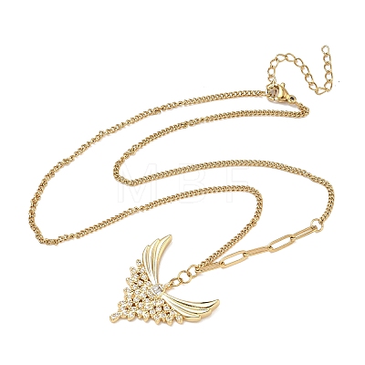 304 Stainless Steel Micro Pave Clear Cubic Zirconia Pendant Necklaces for Women NJEW-Z103-01G-07-1