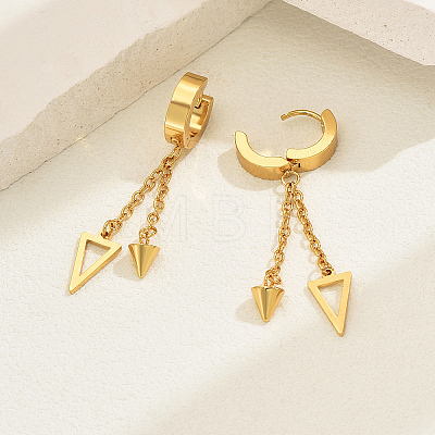 Fashionable Retro Geometric Cone Triangle Tassel 201 Stainless Steel Hoop Earrings JW1667-1