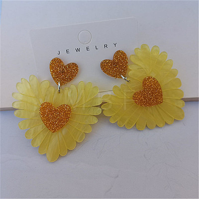 Heart Acrylic Dangle Stud Earrings FS-WGE6A0B-03-1