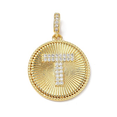 Brass Micro Pave Clear Cubic Zirconia Pendants KK-L253-17G-T-1