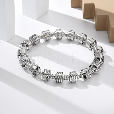 304 Stainless Steel Stretch Bangles for Women BJEW-P315-02H-P-1