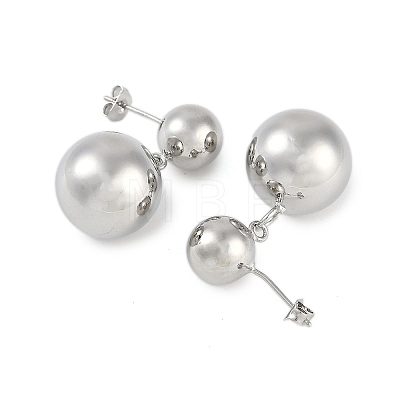 Smooth Spherical Geometric Brass Dangle Earrings for Women EJEW-D280-02P-02-1