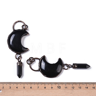 Natural Obsidian Crescent Moon Big Pendants G-B073-04R-05-1