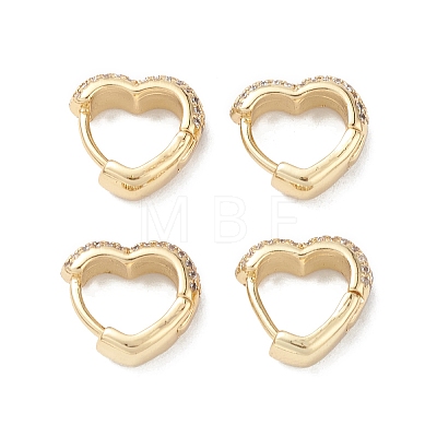 Heart Clear Cubic Zirconia Hoop Earrings EJEW-M216-03G-1
