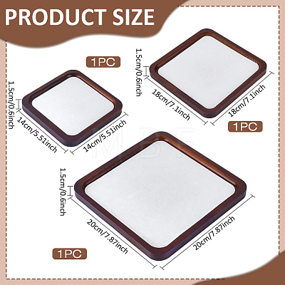 3Pcs 3 Styles Square Wooden Organizer Display Jewelry Plates ODIS-MA0001-02-1