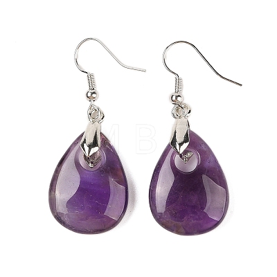 Natutal Amethyst Dangle Earrings EJEW-F343-A06-1