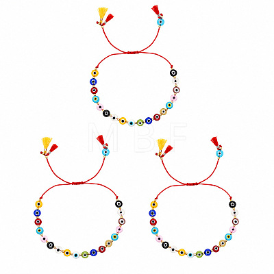 Handmade Lampwork Evil Eye Braid Bead Bracelet Sets BT5726-1