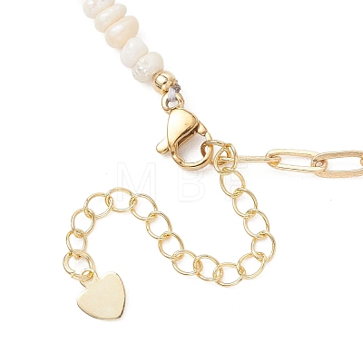 Brass Paperclip Chain with Natural Cultured Freshwater PearPotato Beaded Necklaces NJEW-JN05945-1