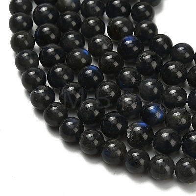 Natural Black Labradorite Beads Strands G-L642-B15-8mm-1