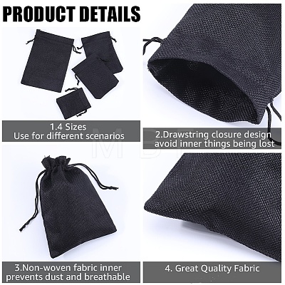 Beebeecraft 16Pcs 4 Styles Polyester Imitation Burlap Packing Pouches Drawstring Bags ABAG-BBC0001-01A-1