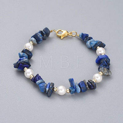 Natural Gemstone Chip Beaded Bracelets BJEW-JB04933-1