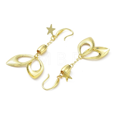 Rack Plating Brass Star & Horse Eye Dnagle Earrings KK-C029-09G-1