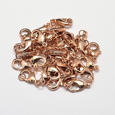 Rack Plating and Vacuum Plating Brass Lobster Claw Clasps for Jewelry Necklace Bracelet Making KK-I599-12mm-RG-RS-1