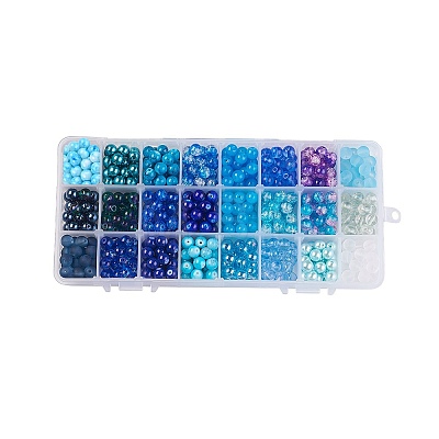   24 Color Imitation Pearl & Crackle & Transparent & Opaque Glass Beads GLAA-PH0002-89B-1