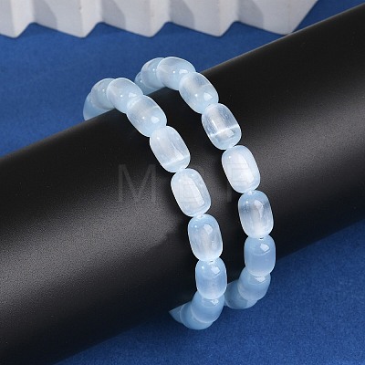 Dyed Natural Selenite Column Beaded Stretch Bracelets for Women BJEW-I312-05A-1